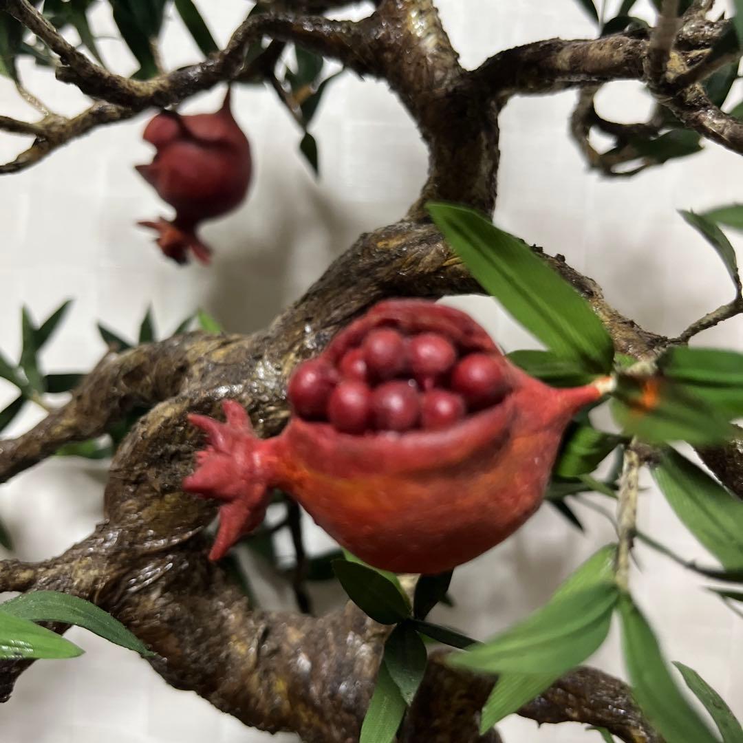 ザクロ。子宝。造花のミニ盆栽　大きめ