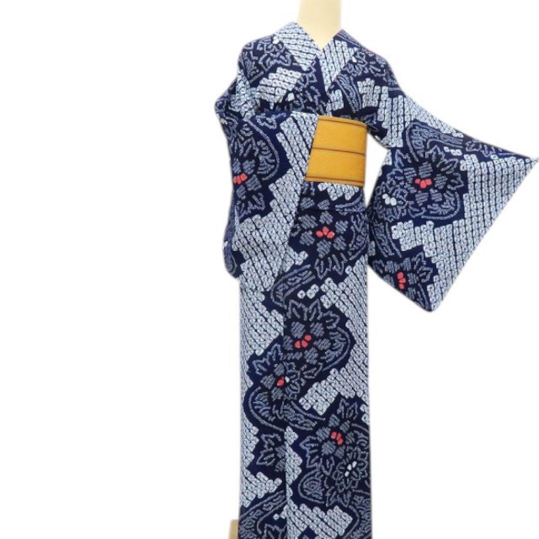 美品 有松鳴海絞り 綿 高級浴衣 着物 A3502