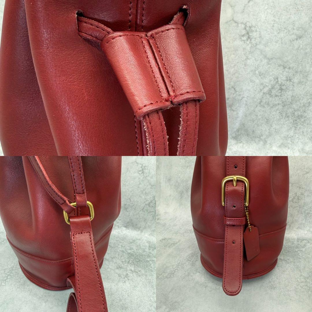 【良品】COACH オールドコーチ ショルダーバッグ 巾着 クロスボディ レッド