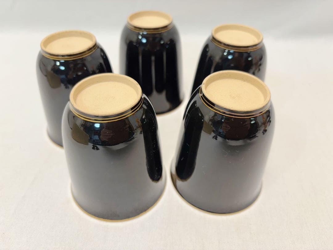 ほぼ未使用 懐石道具 京焼 金彩蒔絵 小吸物碗 箸洗5客揃え 見返し蒔絵 汁椀