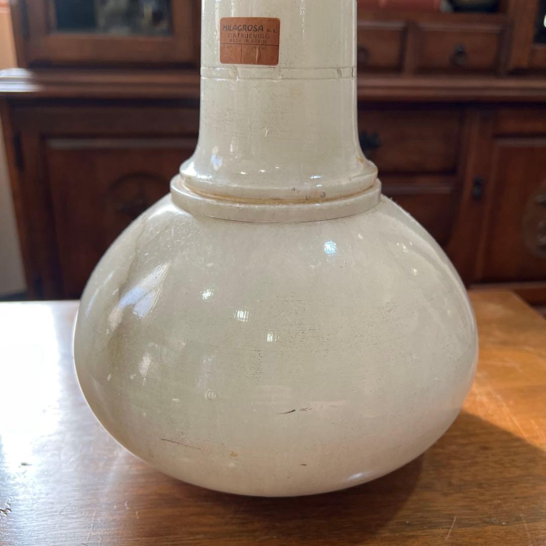 k155 スペイン製 石彫刻のフラワーベース 飾り壺 ホワイト系 アラバスター