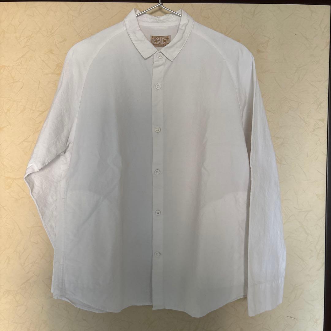 【美品】中川政七商店 綿麻ラグランワークシャツ 白 コットンリネン