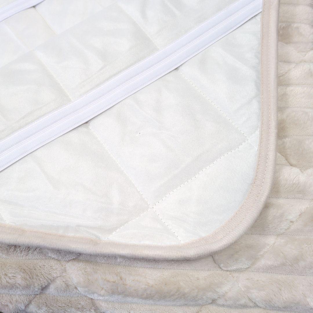 フランネル敷きパッドベージュ＋あったか掛けカバーネイビーchang-ja様