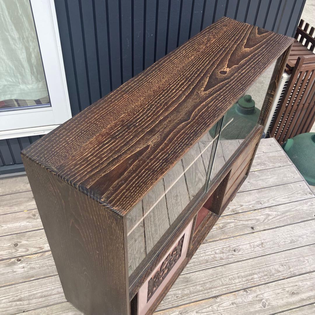 昭和レトロ ミッドセンチュリー 古家具 飾り棚 彫刻サイドボード ディスプレイ