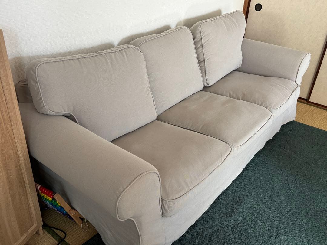 【IKEA エークトルプ】ライトグレー 3人掛けソファ