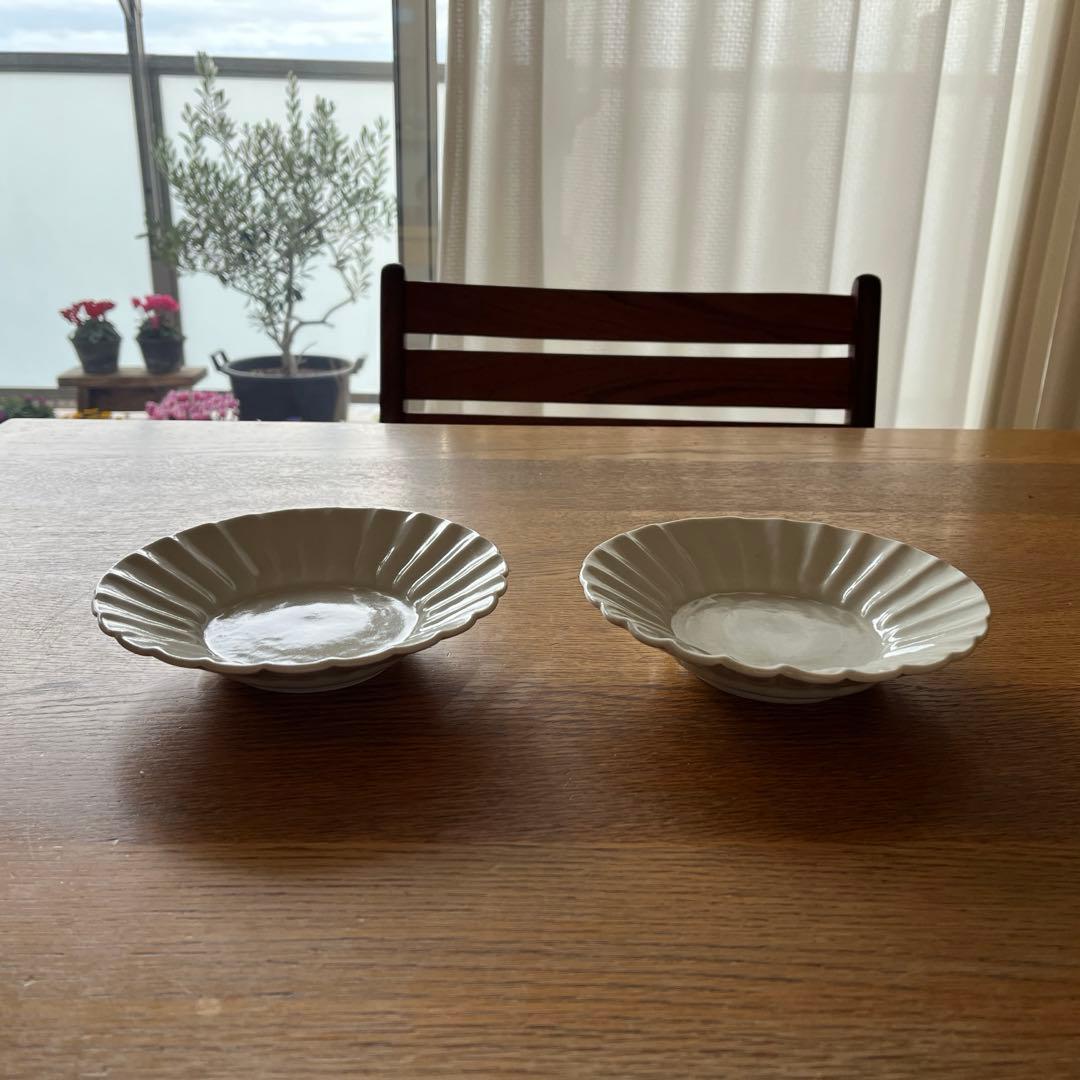 伊藤聡信　白磁輪花皿　2枚セット