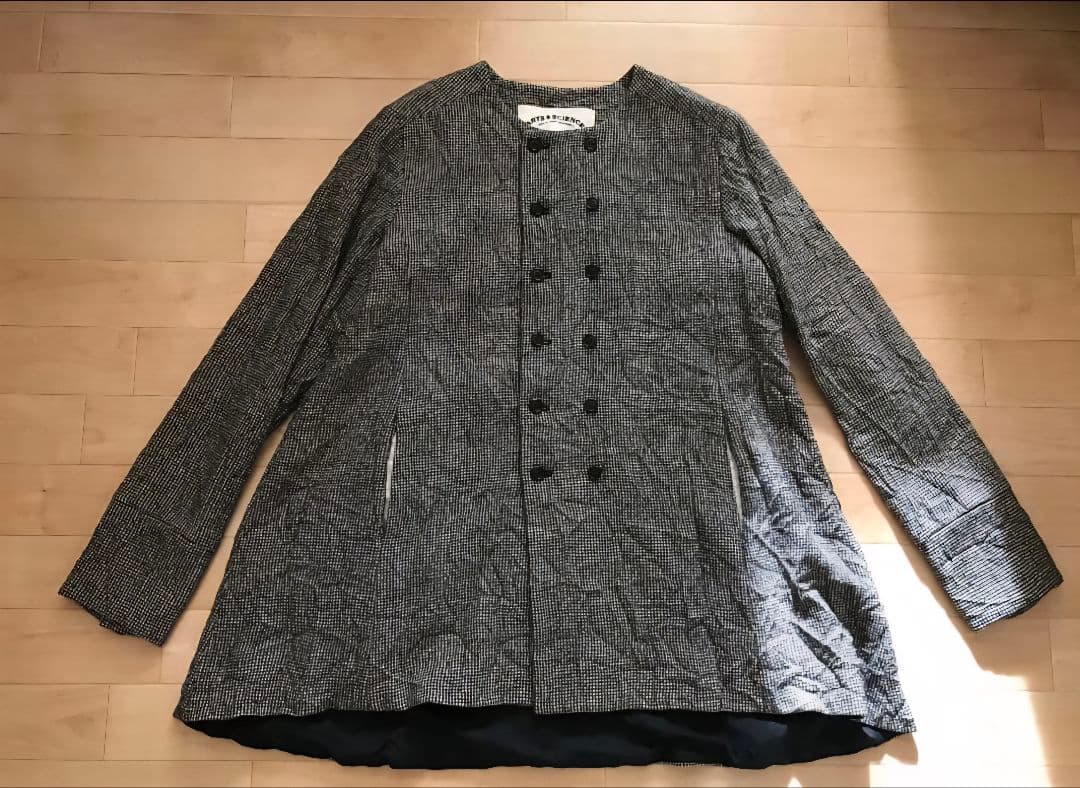 未使用　ARTS&CIENCE ウールリネンノーカラーダブルボタンジャケット