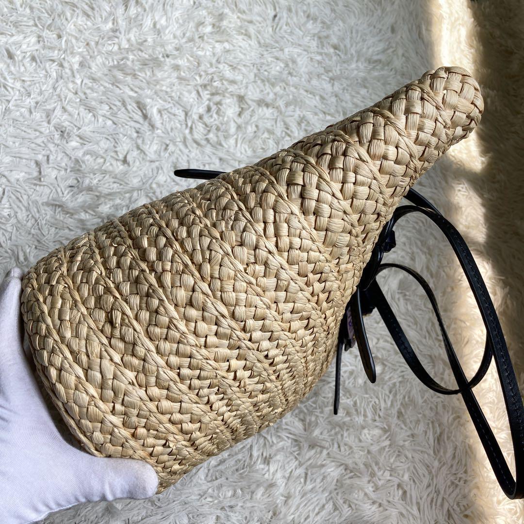 【極美品】COACH コーチ 68610 ラフィアトートバッグ フラワー 花柄