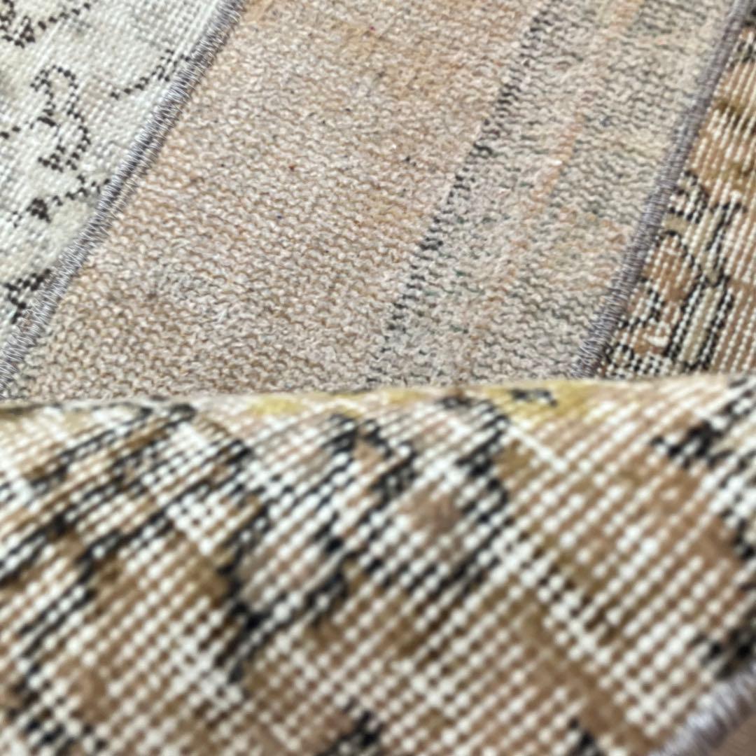 パッチワーク✳︎ 67×139ベージュ　フラワー　イエロー　トルコヴィンテージラグ