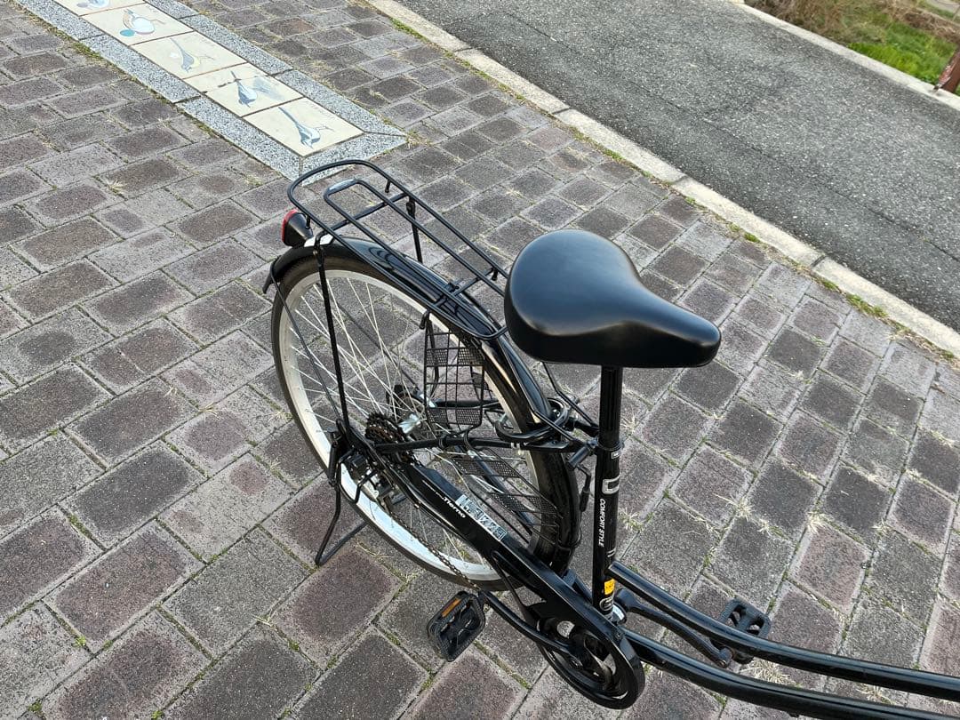 【RiRi】ママチャリ ブラック 26インチ 6段変速 オートライト