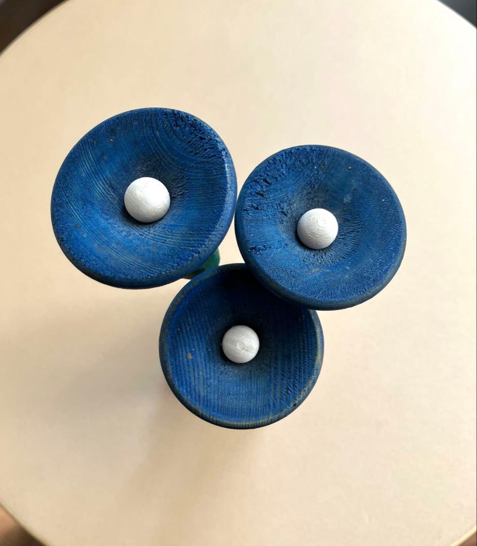 aarikka アーリッカ 3本の青い花の寄せ植え　木製　オブジェ