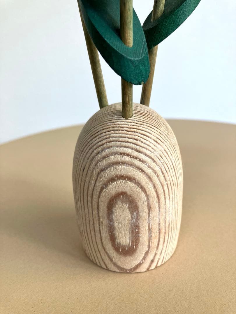 aarikka アーリッカ 3本の青い花の寄せ植え　木製　オブジェ