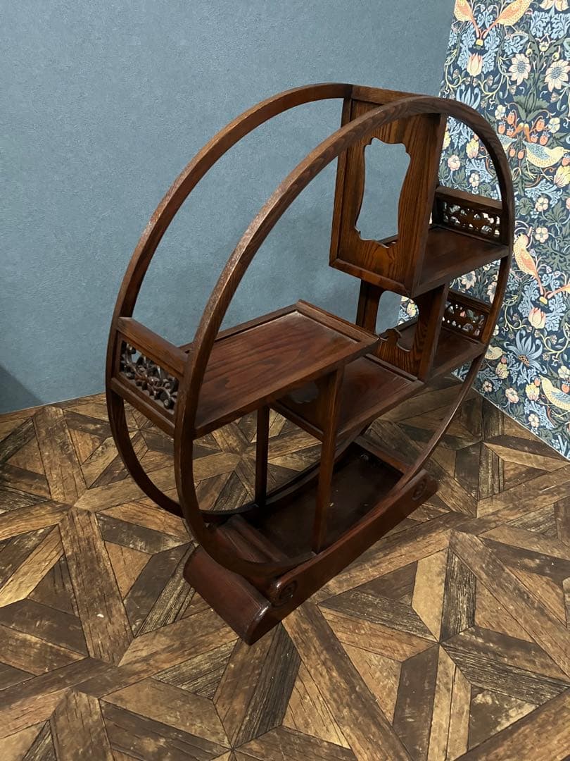 ks＊和 丸 民芸調 﨔 両面 飾り棚 茶棚 インテリア 昭和レトロ