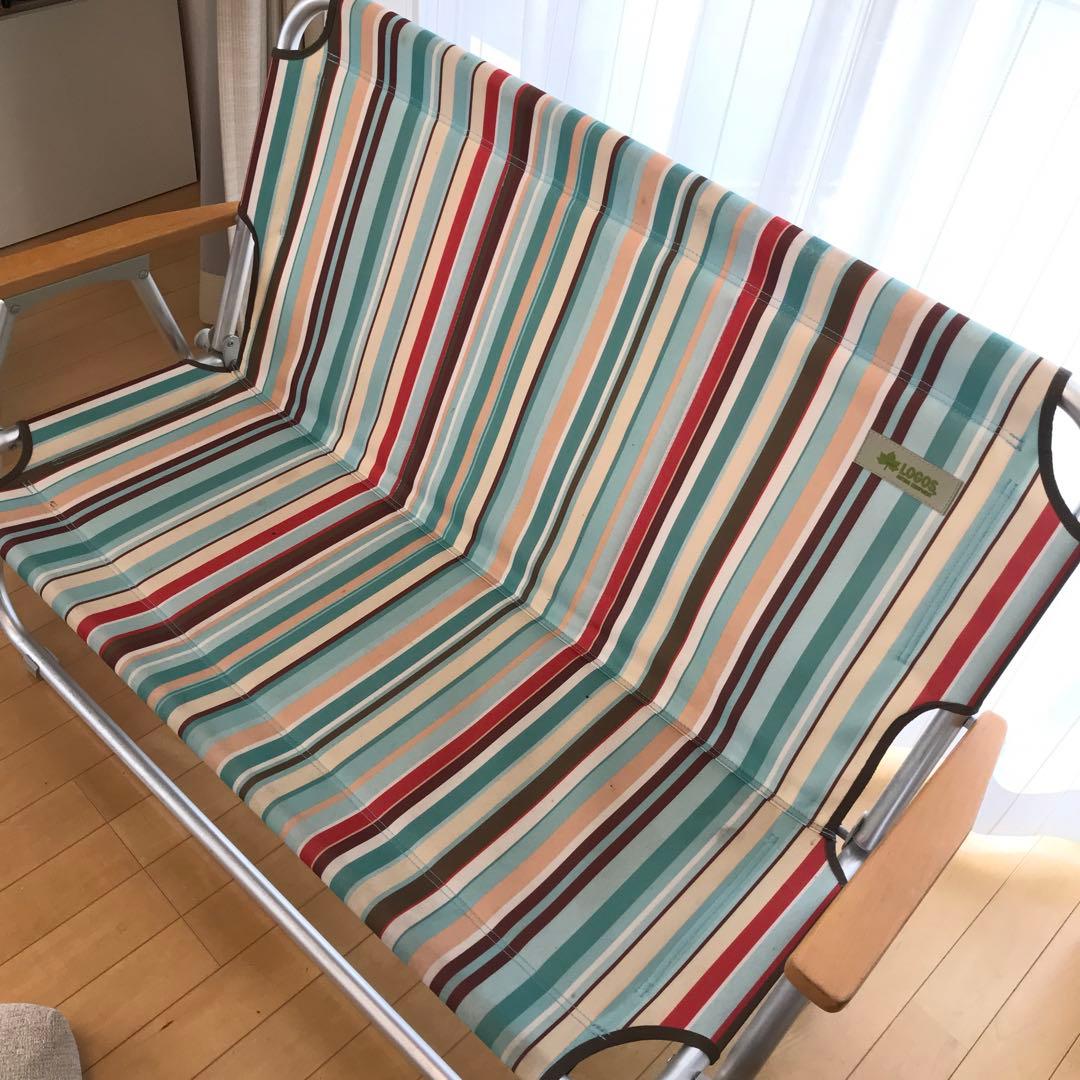 ロゴス　二人掛け　ストライプ　チェア