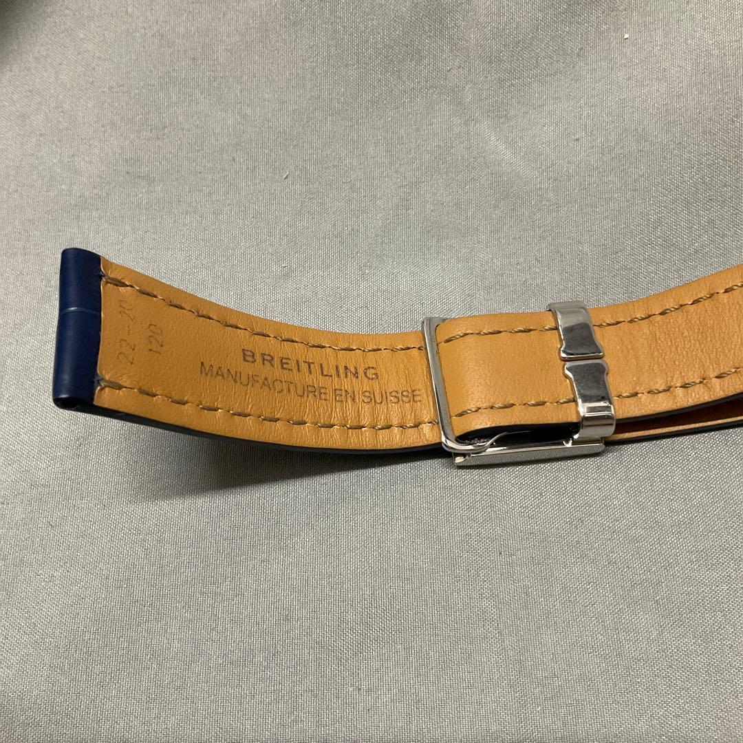 9*便様 BREITLING レザーベルト ネイビー 22mm