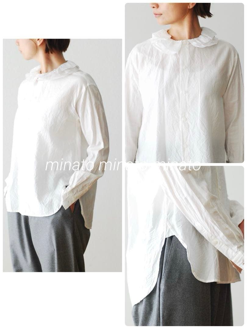 hi⭐︎ 極美品 トゥジュー コットン シルク ラッフルカラー バギーシャツ