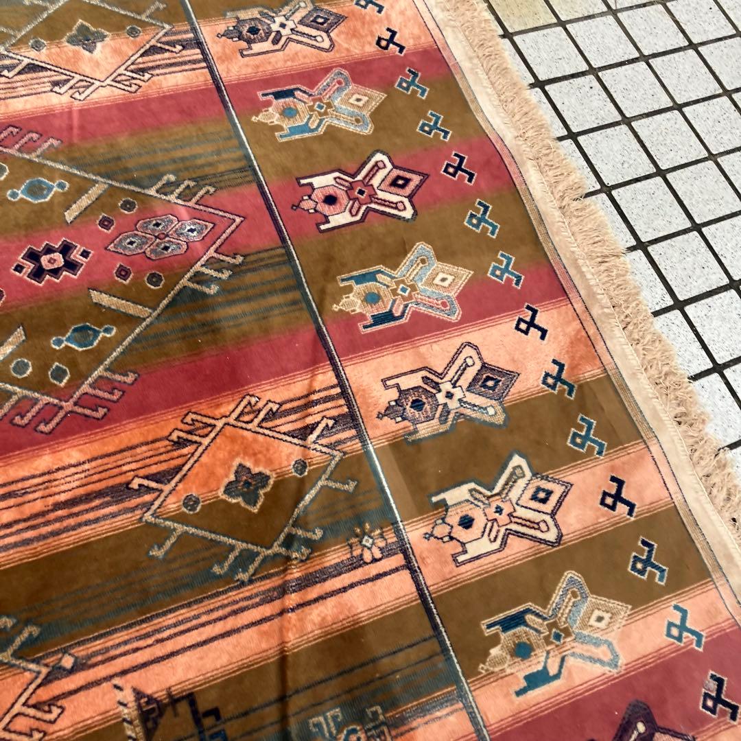 ヴィンテージ メキシカンラグ ネイティブ柄 民族柄 ペルシャ絨毯 大型絨毯