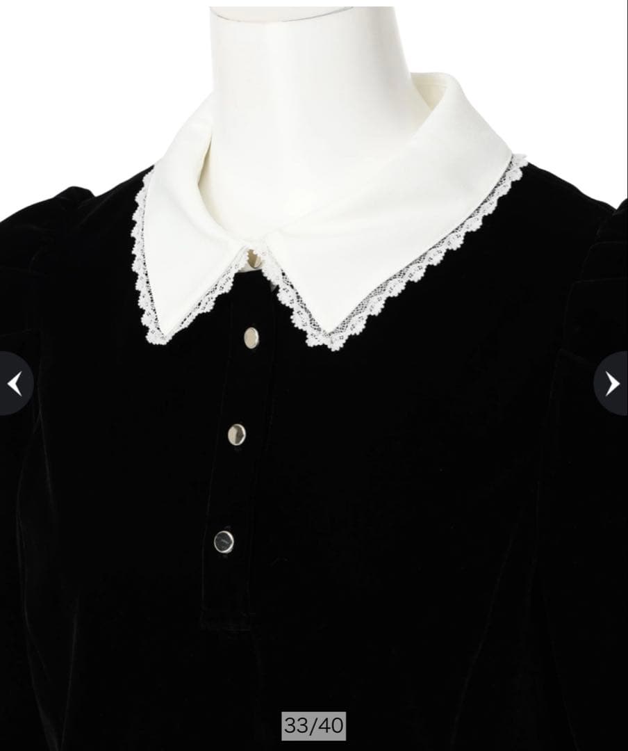 Rirandture ベルベットカラーミニワンピース