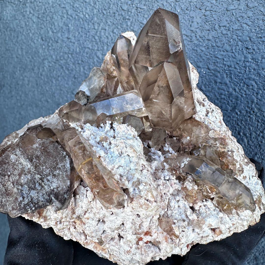 【金運☆魔除】高透明度☆高品質スモーキークォーツクラスター天然石 原石A1450