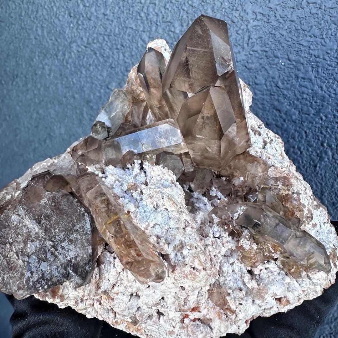 【金運☆魔除】高透明度☆高品質スモーキークォーツクラスター天然石 原石A1450