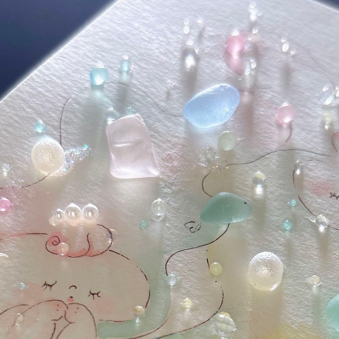【マーメイド】イラスト　シーグラスアート　水彩画　原画