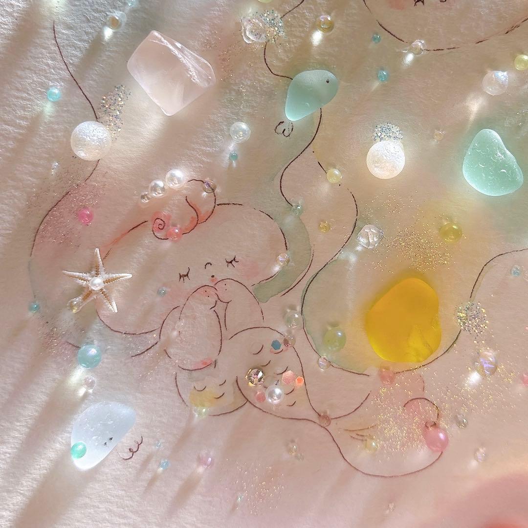 【マーメイド】イラスト　シーグラスアート　水彩画　原画