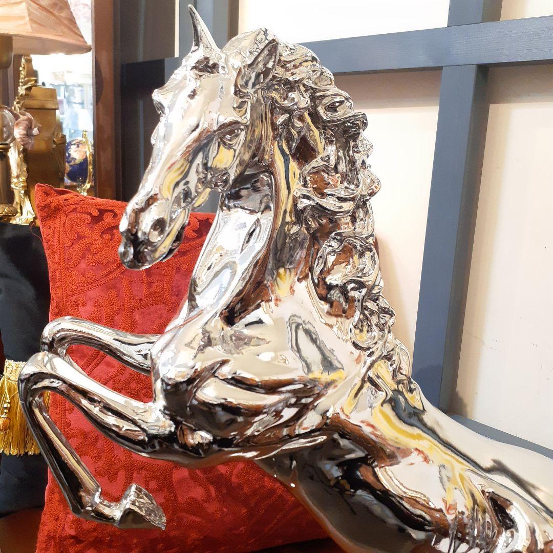 輸入雑貨　イタリアンクラッシック　『シルバーホース』　馬オーナメント　エレガント