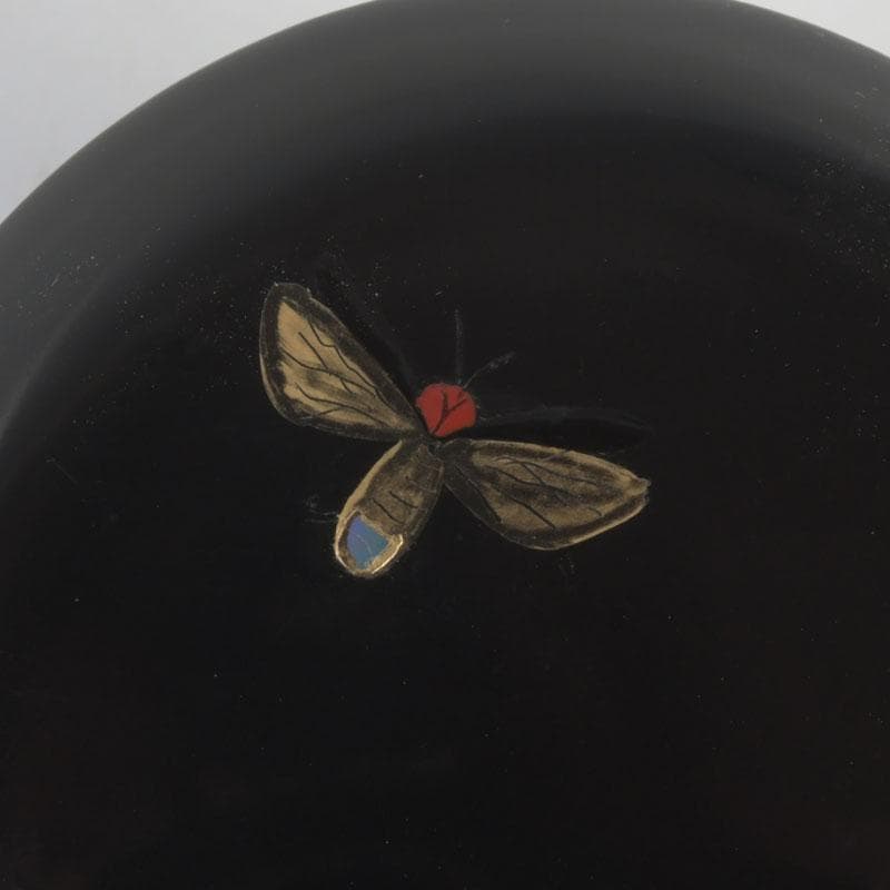 茶道具　岩倉利慶作　即中斎好写　青貝螺鈿　蛍早苗蒔絵　雪吹棗　共箱　V　9698