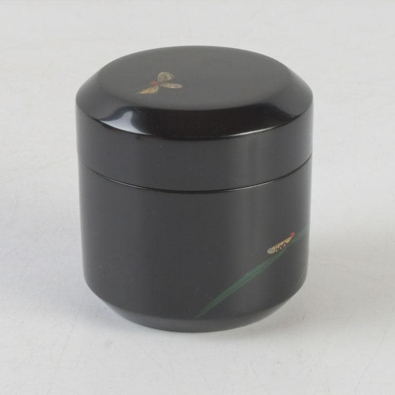 茶道具　岩倉利慶作　即中斎好写　青貝螺鈿　蛍早苗蒔絵　雪吹棗　共箱　V　9698