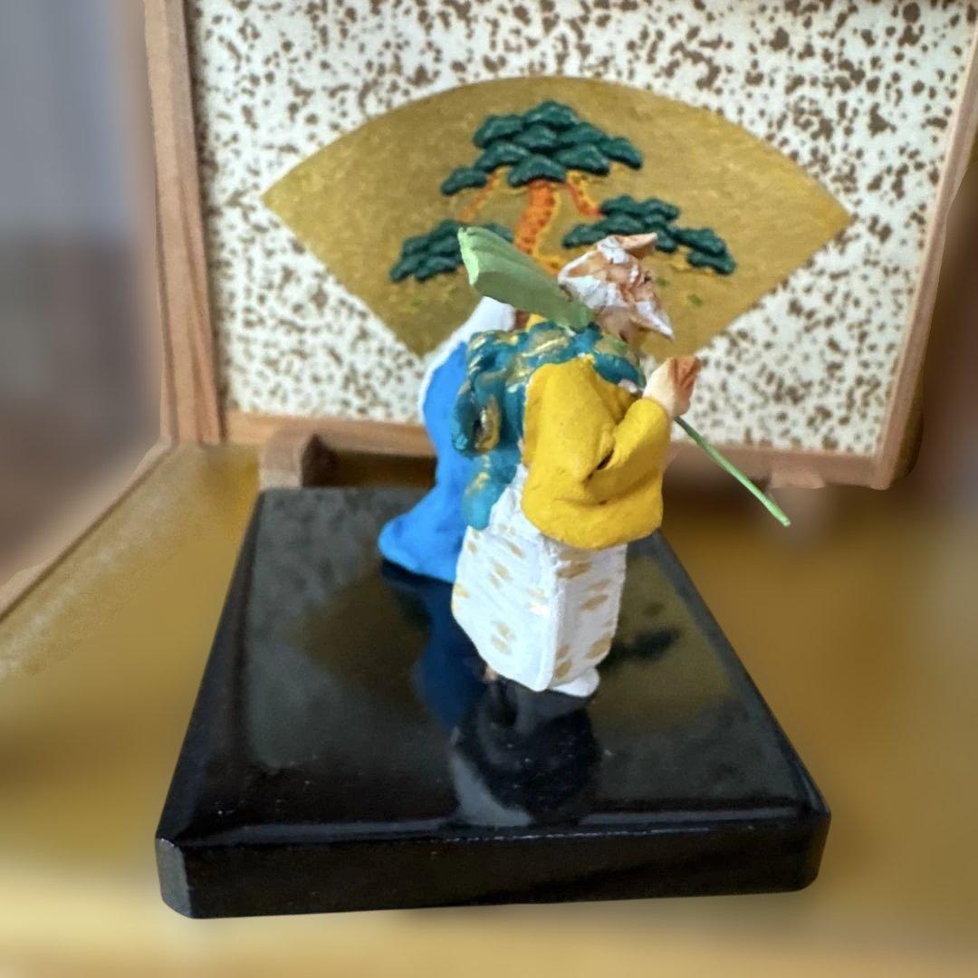 浅草　助六　伝統的日本ミニチュアフィギュア 2体 翁　夫婦　ケース付き