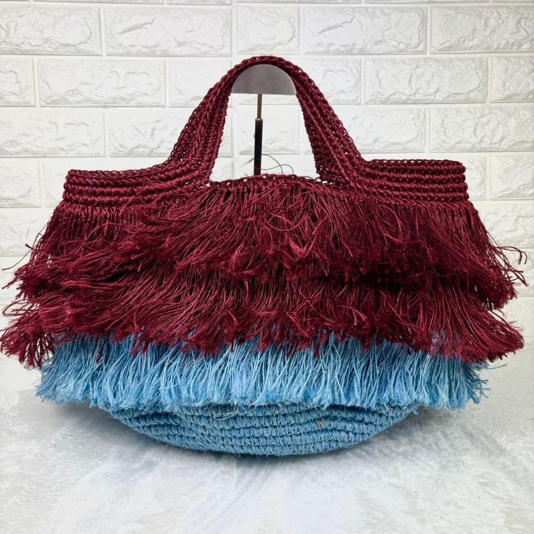 【美品】MARNI トートバッグ カゴバッグ フリンジ バイカラー 22SS
