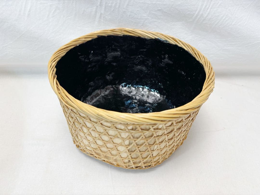 ほぼ未使用 茶道具 又妙斎好写 唐筆篭炭斗 一双（炉用・風炉用）炭取 竹細工紙箱