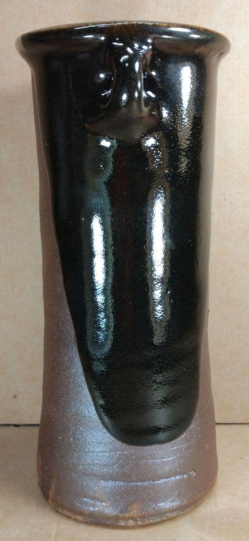 浜田庄司(濱田庄司) 花生(益子焼掛分花瓶) 共箱 益子焼 人間国宝 未使用