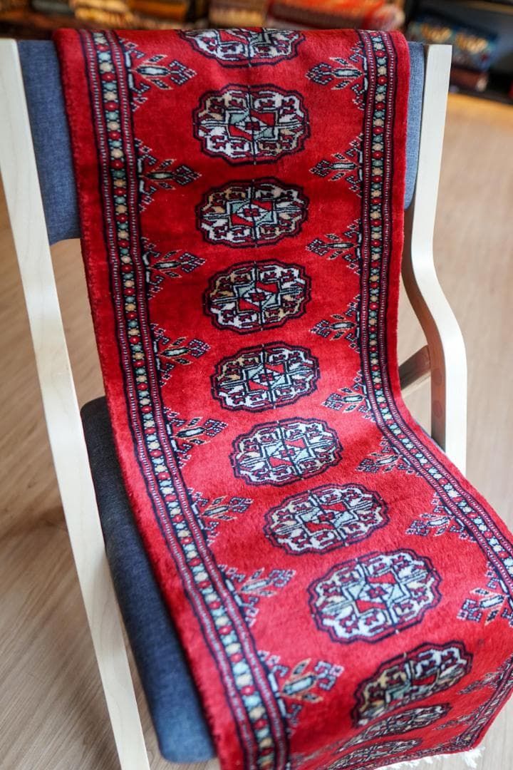 161×34cm トルクメン ボハララグ 手織り絨毯 ランナー