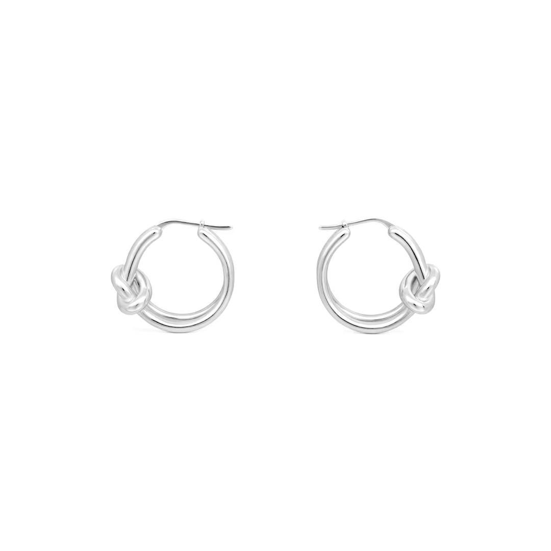 CELINE ノット ダブルフープ / ロジウムフィニッシュ ブラス