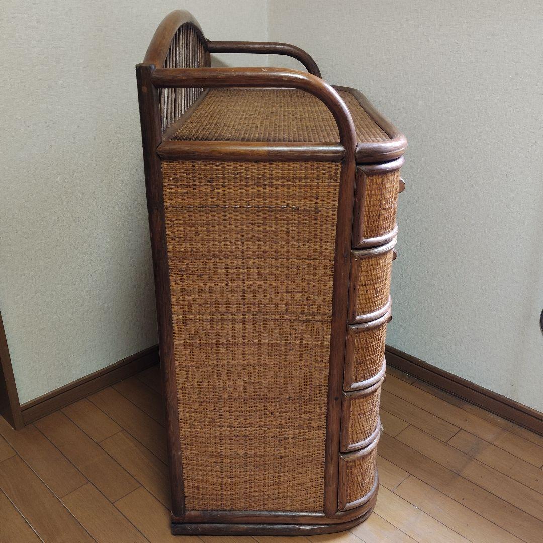 ラタン5段チェスト 洋タンス 籐タンス【昭和レトロ】