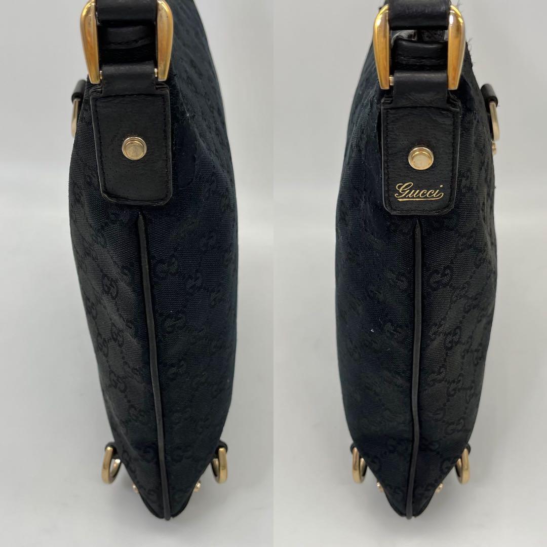 GUCCI ショルダーバッグ サコッシュ GGキャンバス アビーライン ブラック