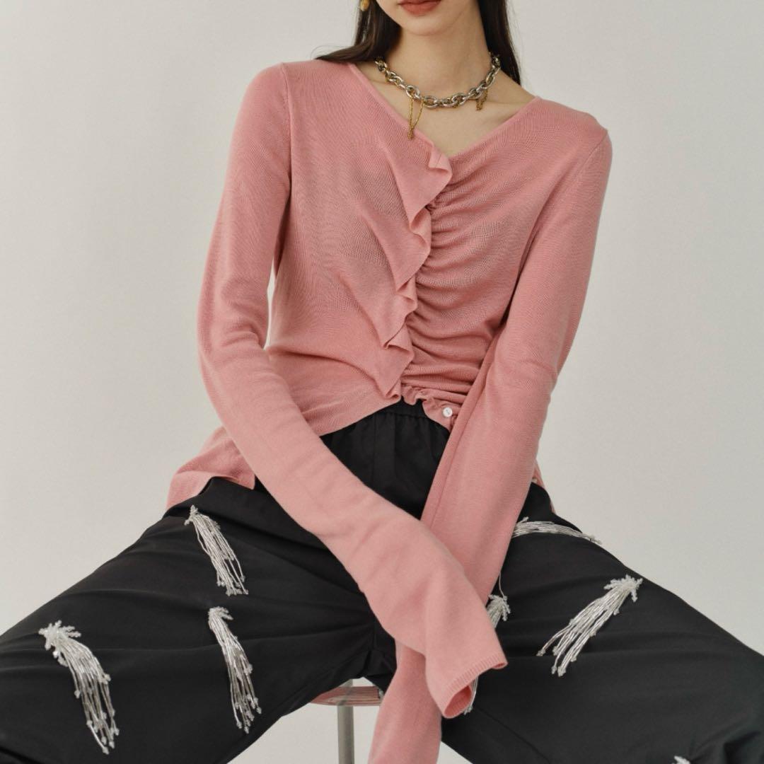 yea エブリデイスリムフィットフリルカーディガン