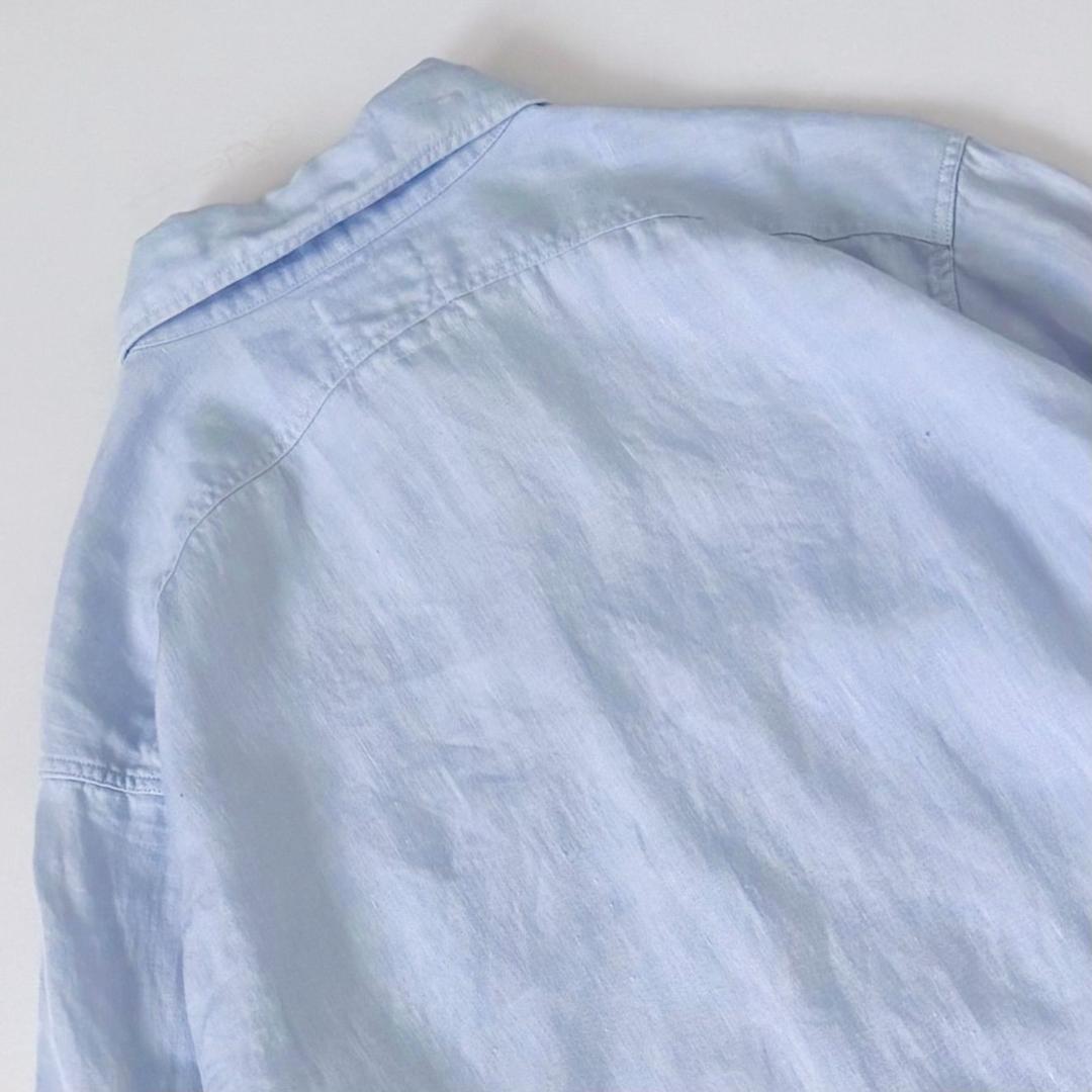 MADISONBLUE ハンプトン リネンシャツ B刺繍 サックスブルー　01