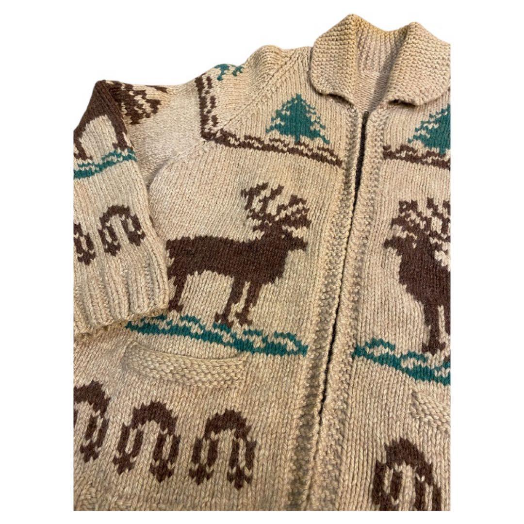 60s カウチンセーター トナカイ柄　ウールニット ヴィンテージ