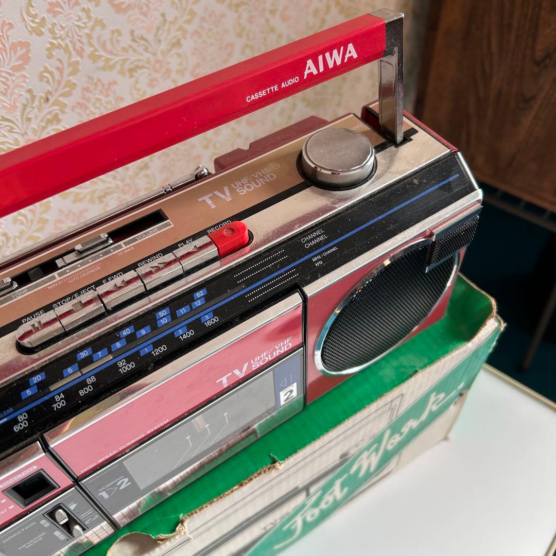 【元箱つき】ラジカセ AIWA アイワ 赤