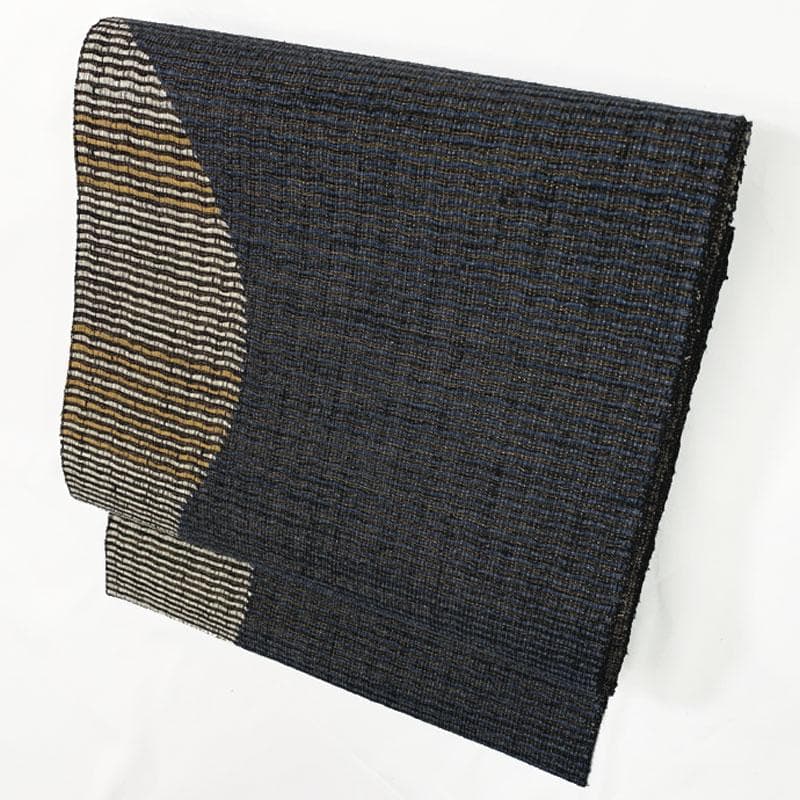 512mn75◇紙布 絹 揺らぎ曲線 金糸 名古屋帯◇美品