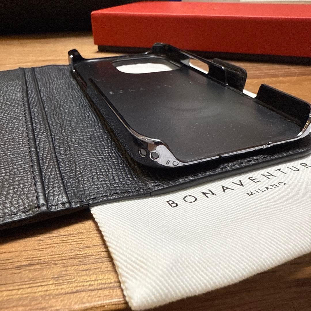 ボナベンチュラiPhone16Proケース　手帳型　ブラック