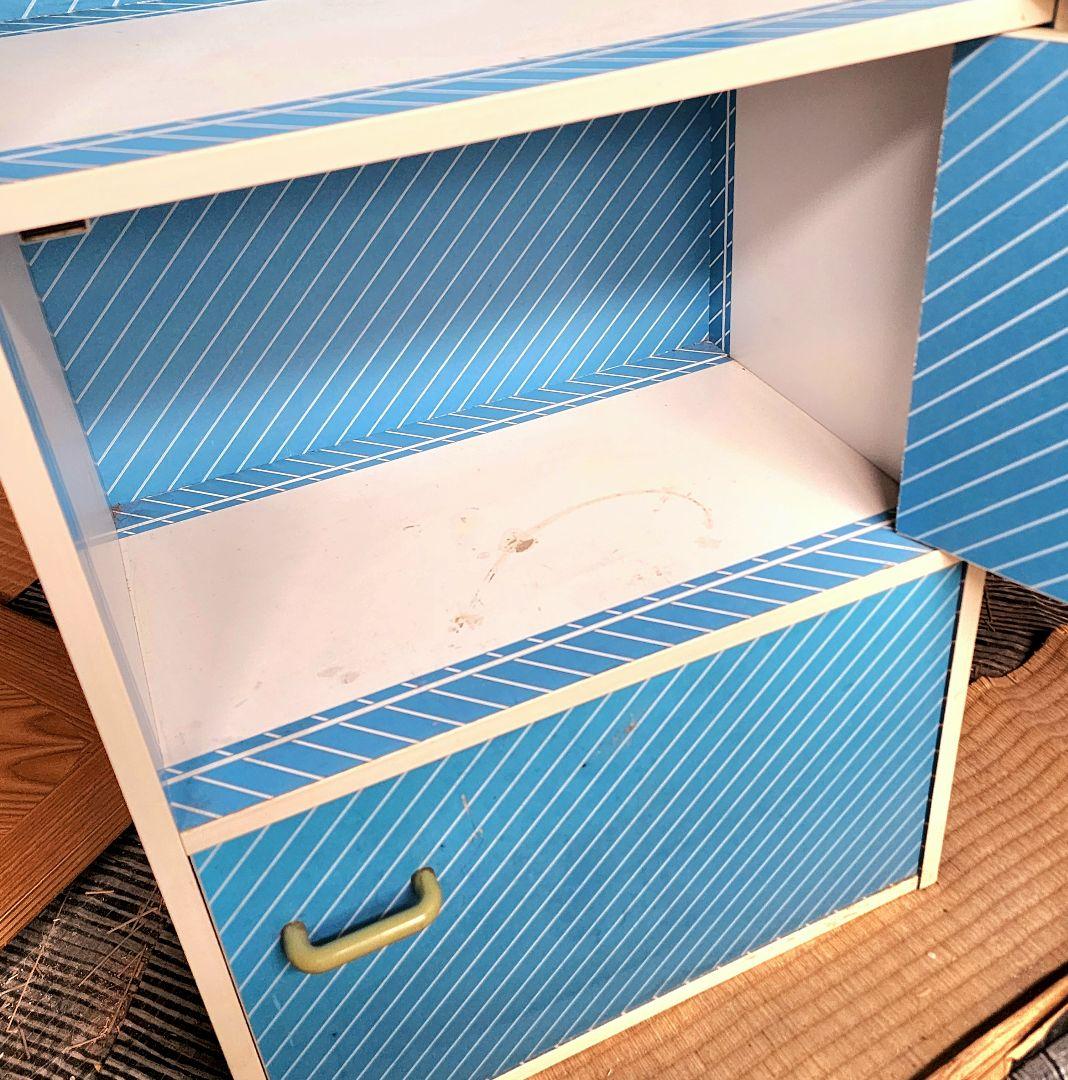 【昭和レトロ】レトロポップ3段収納(ブルー)