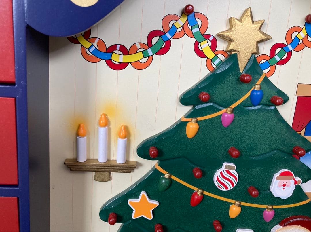 木製　アドベントカレンダー　ハウス型　オーナメント　24個