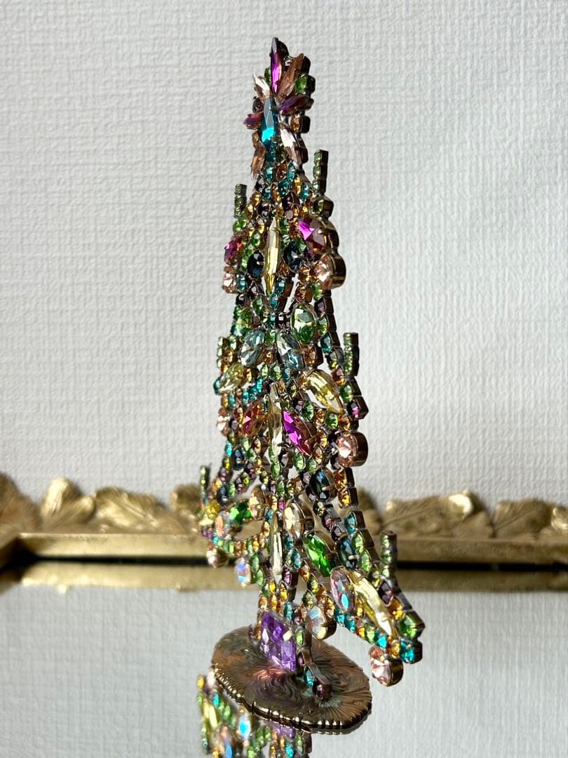 チェコガラス/ガラスツリー/カラフル/卓上ツリー/クリスマス/ラインストーン