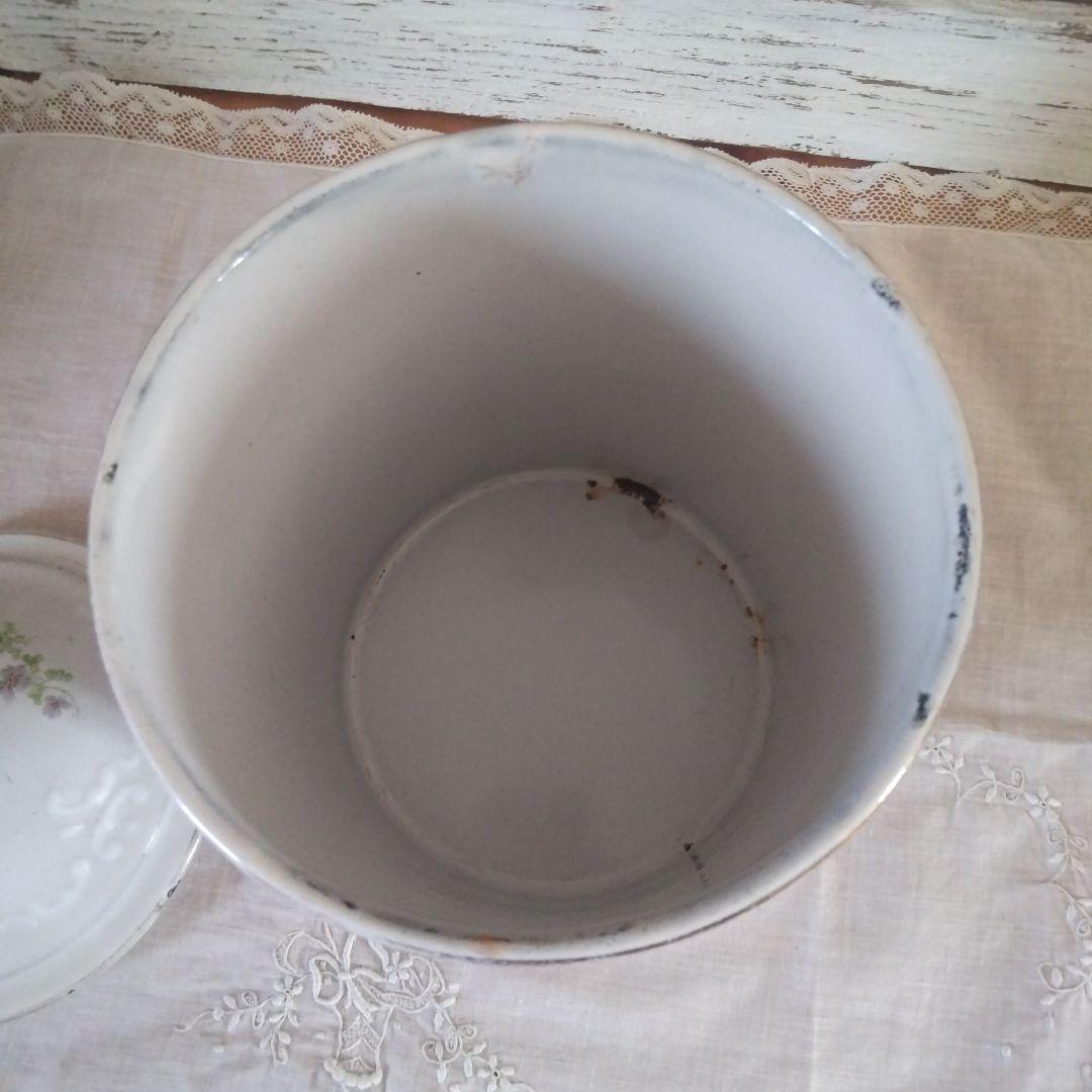 レア✨フランスアンティーク BF社 ホーローキャニスター すみれ 菫 花柄