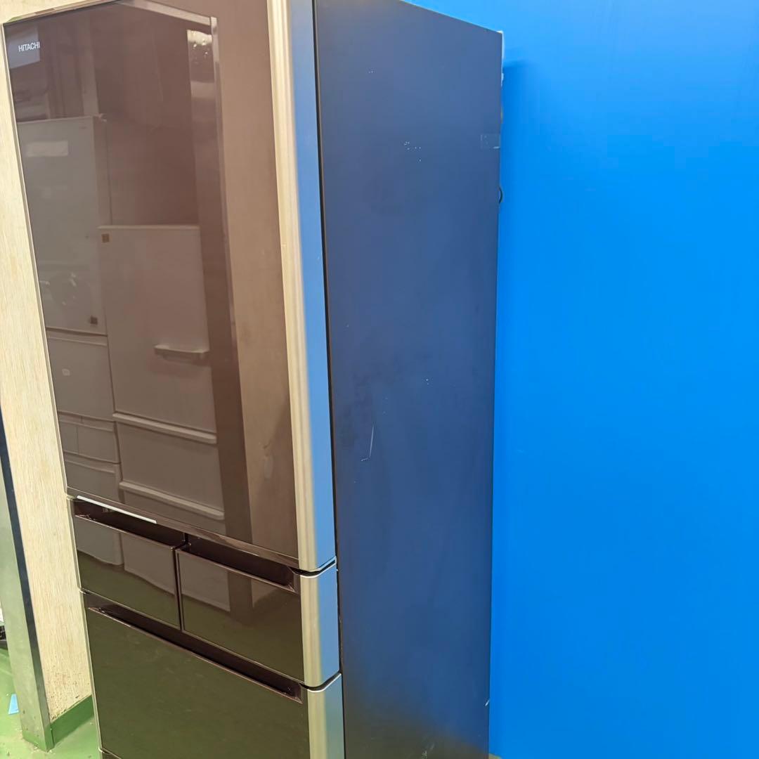 635 日立　大型冷蔵庫　400L強　小型　家庭用　右開き　自動製氷　ブラウン