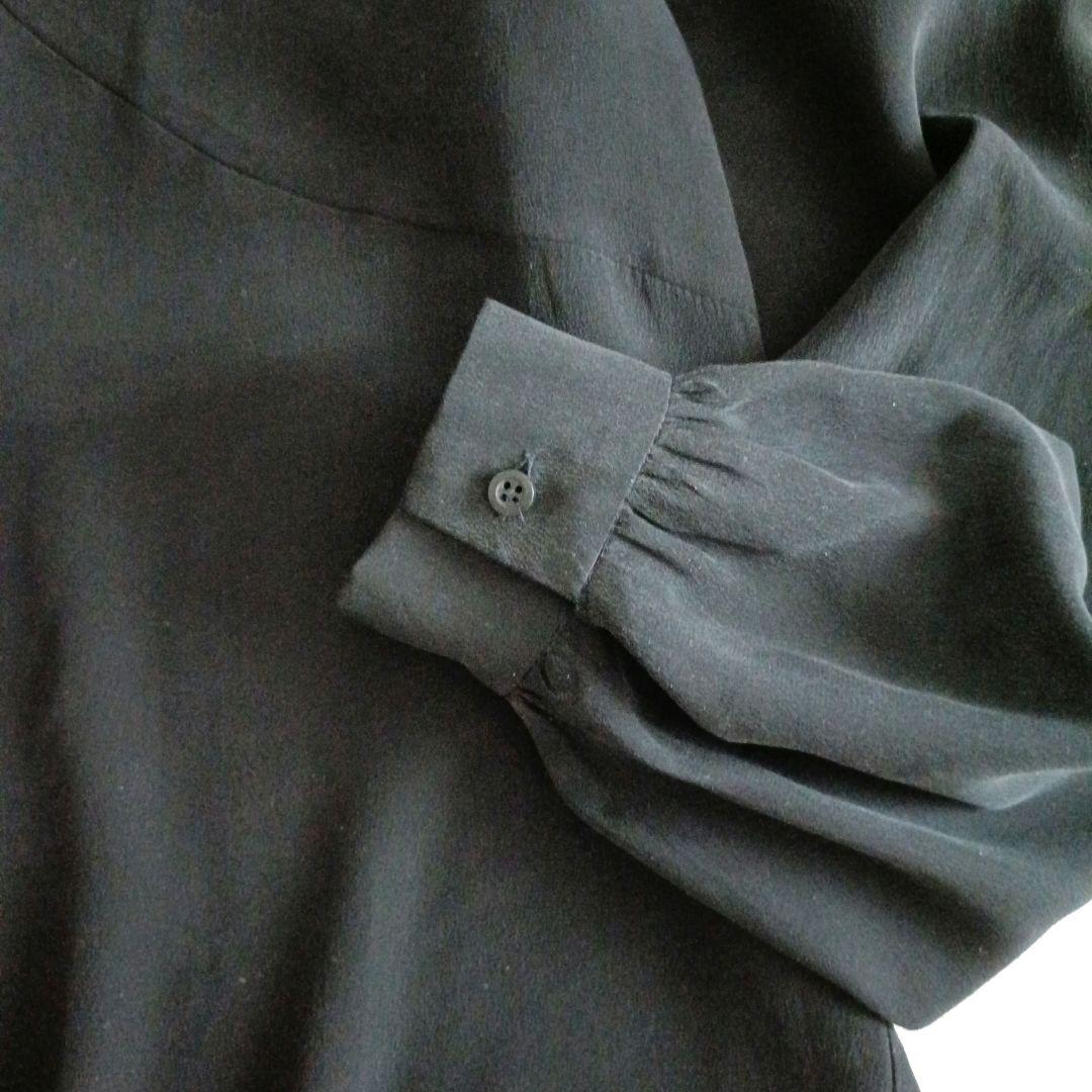 MIUMIU ミュウミュウ　シルク素材　リボンブラウス　黒　44大きいサイズ