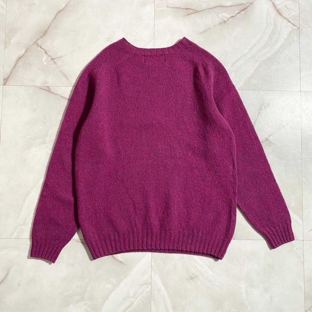 A18402 美品 ハーレーオブスコットランド シェットランドニット 紫42